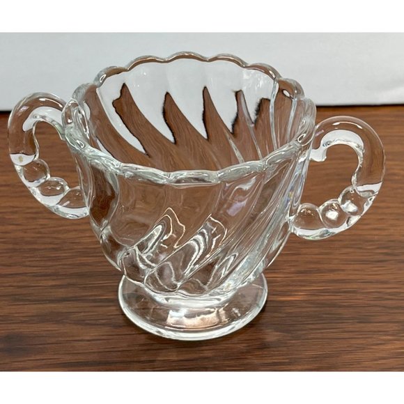Fostoria Glass Colony Optic Swirl Cream and Sugar Serving Set Vintage Clear - Picture 6 of 10